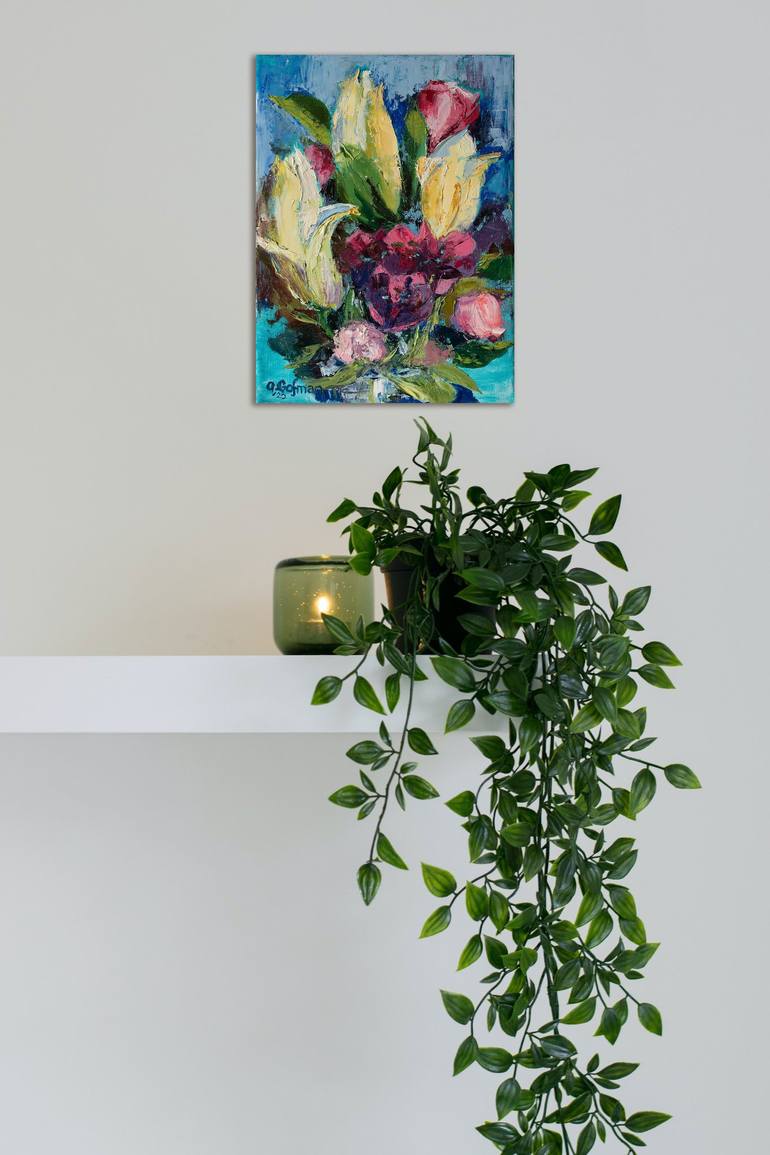 Original Abstract Floral Painting by Anna Gofman
