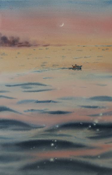 Sunset, Boat and Splashing Sea Water thumb