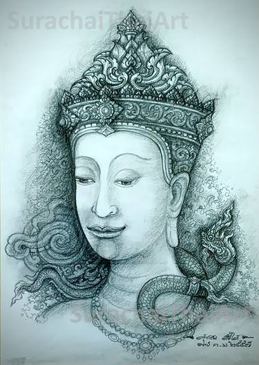 Original Religion Drawings by Surachai ThaiArt