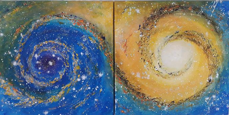 Original Abstract Outer Space Painting by Alla Kosteleckaya