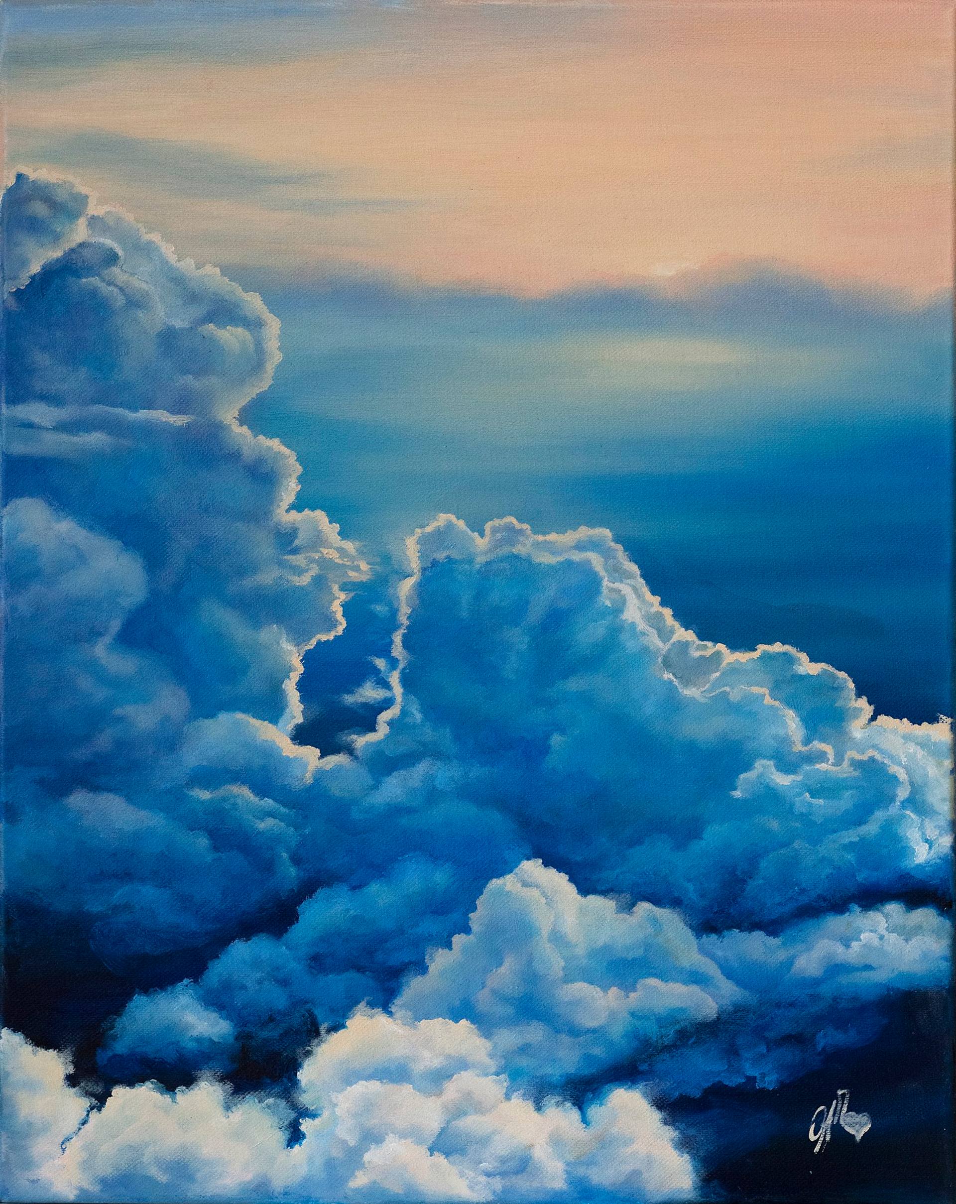 CLOUDS – original seascape oil painting, realistic nature art