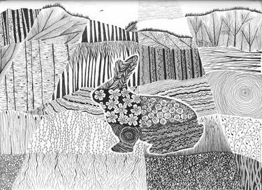 Original Abstract Expressionism Animal Drawing by Andrea Goodman