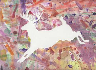 Buck Leaping, on Foxglove coloured dropcloth, going left thumb