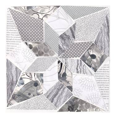 Quilt Pattern Stardust, in greyscale on white thumb