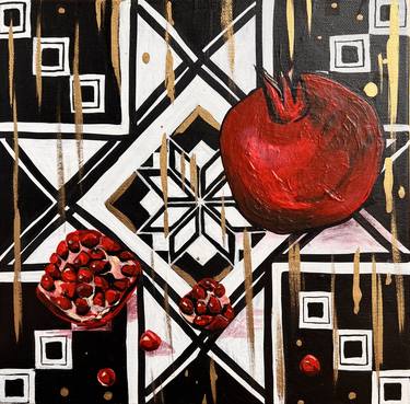 Garnet star.Contrasting black and white painting. thumb