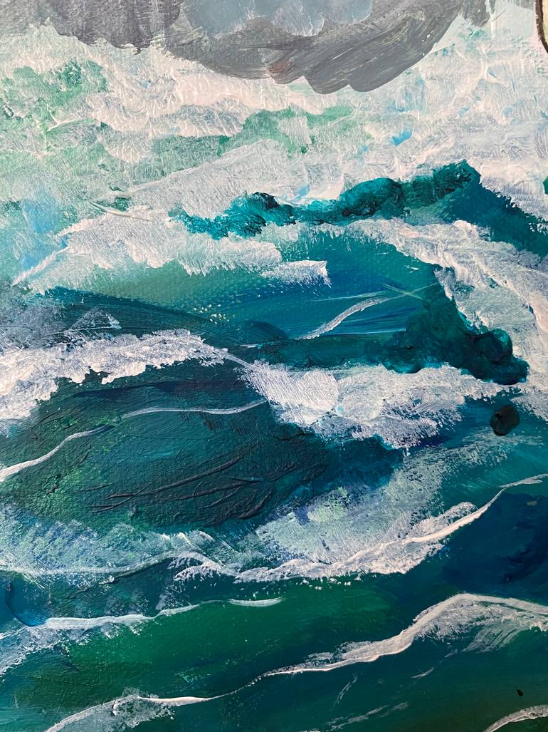 Original Expressionism Boat Painting by Marta Abdullaeva