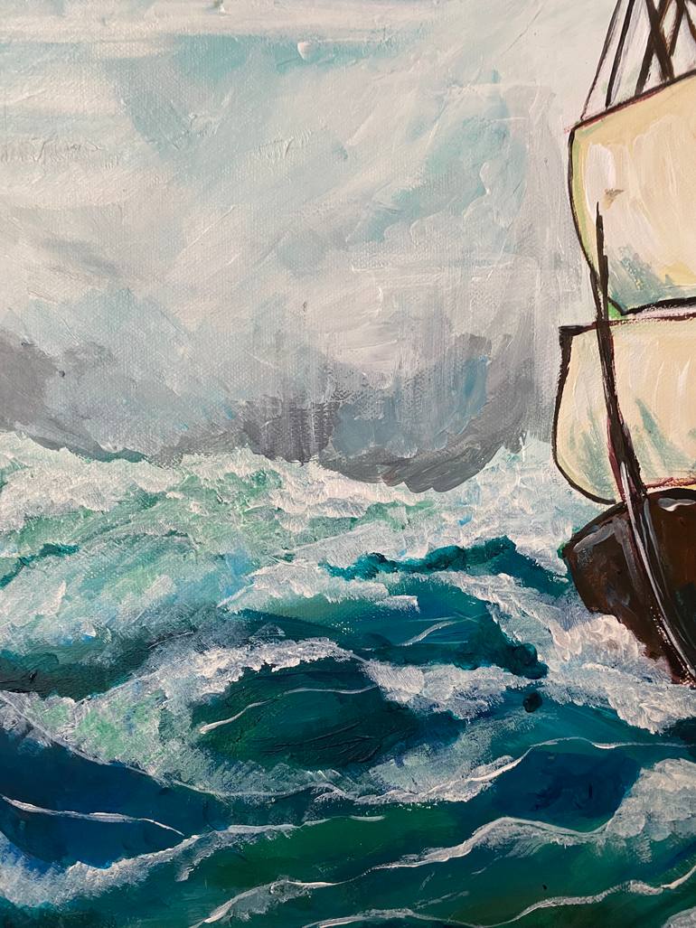 Original Expressionism Boat Painting by Marta Abdullaeva