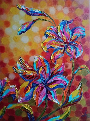 Original Abstract Expressionism Floral Painting by Anastasia Kozorez
