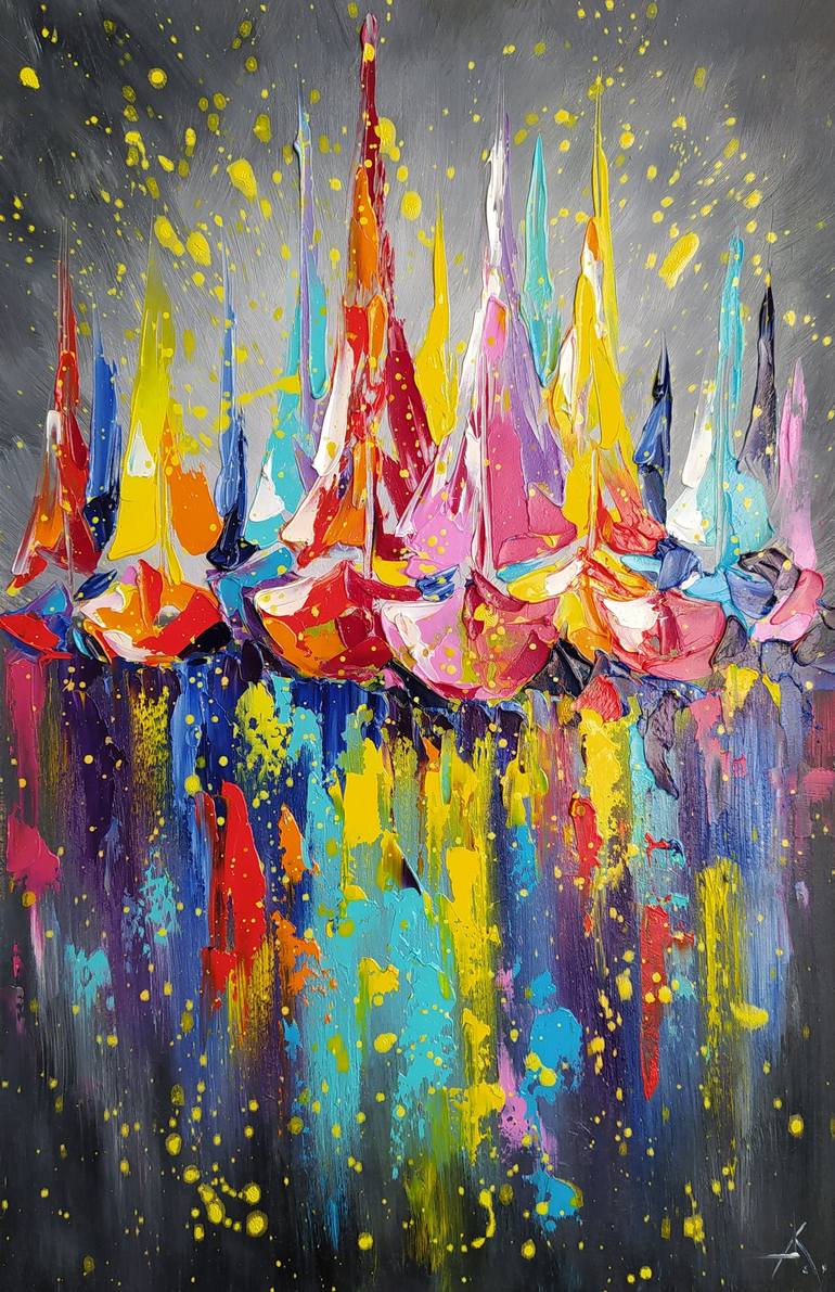 Original Impressionism Yacht Paintings by Anastasia Kozorez