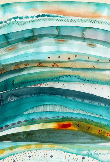 Aqua Abstract Landscape in Watercolour thumb