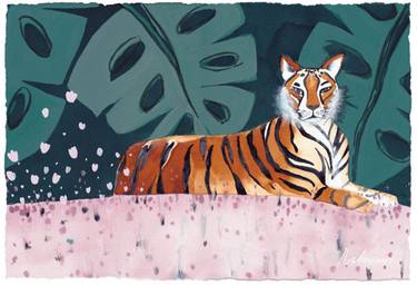 Tiger & Monsteras Original Watercolour thumb