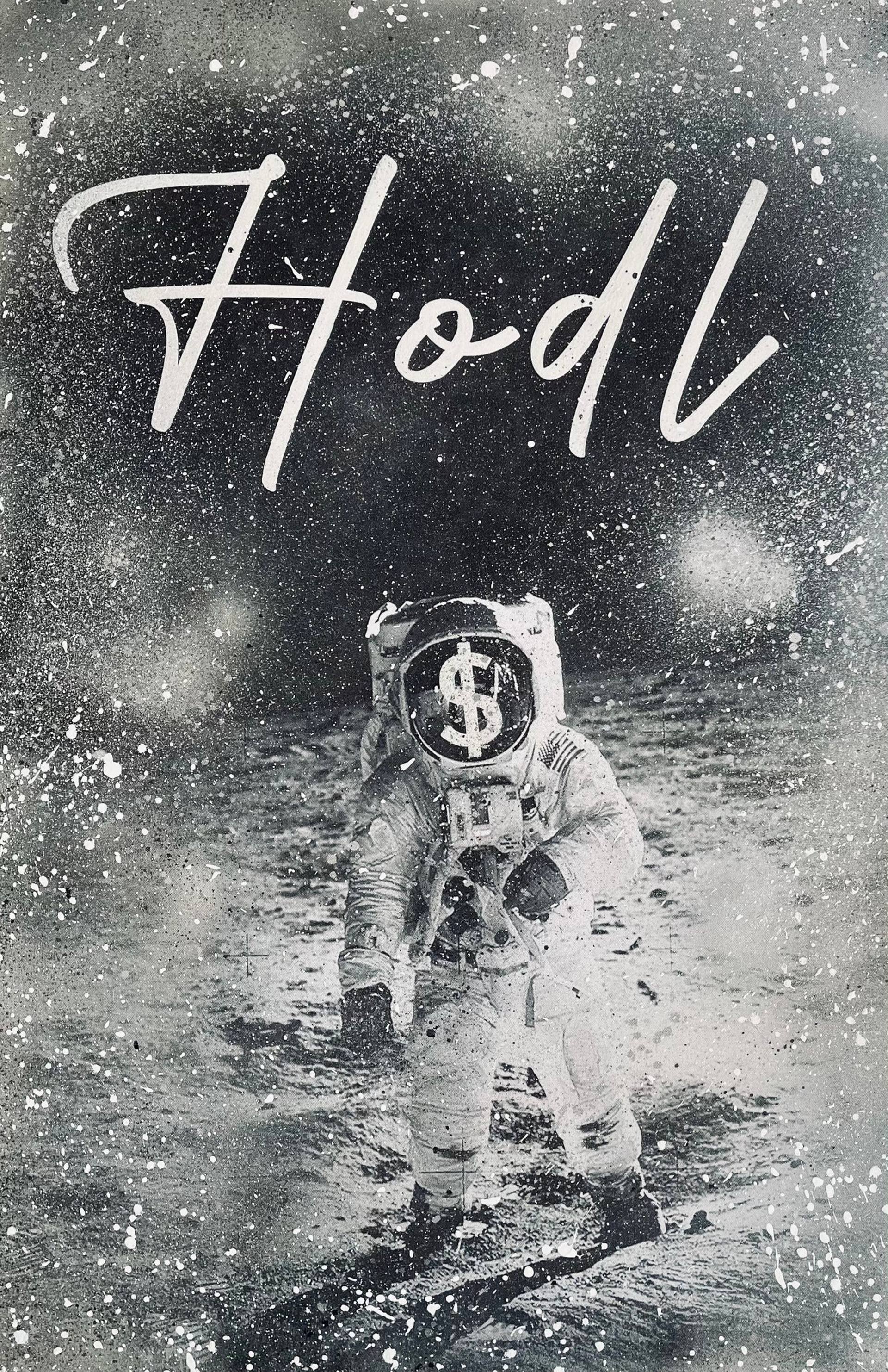 HODL to the moon - Crypto Chromicles Mixed Media by Jackandbennie Amsterdam  | Saatchi Art