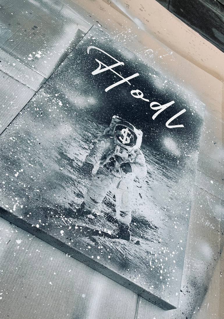 Original Street Art Outer Space Mixed Media by Jackandbennie Amsterdam