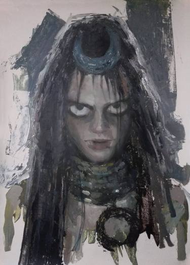 ENCHANTRESS. - dark black magic witch art, suicide squad ancient creepy horror, sad angry sin, wild eyes feelings, curse naughty creature monster, astrology pagan spirit soul altar cult, intense shadows ritual, gift for halloween holy night, gothic thumb