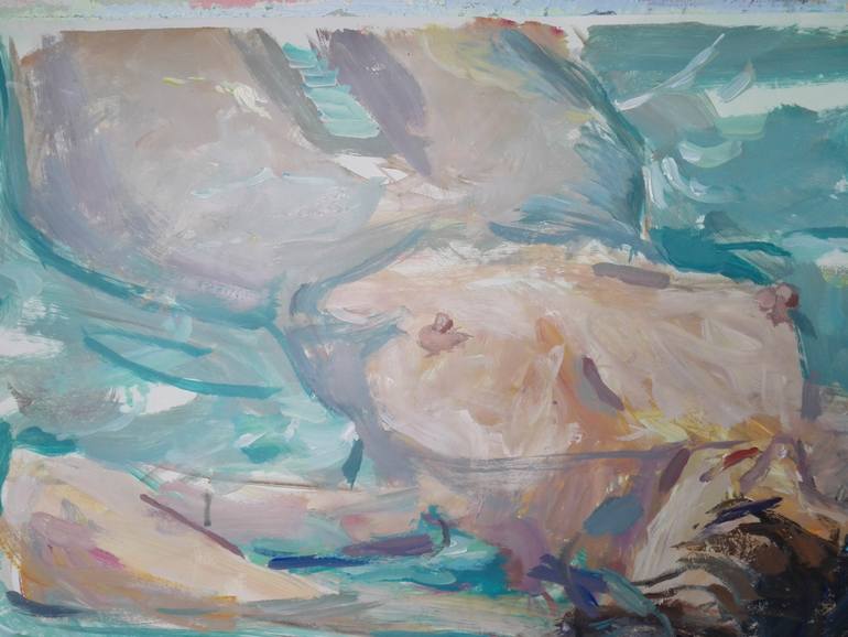Original Expressionism Beach Painting by C R Y P T I D