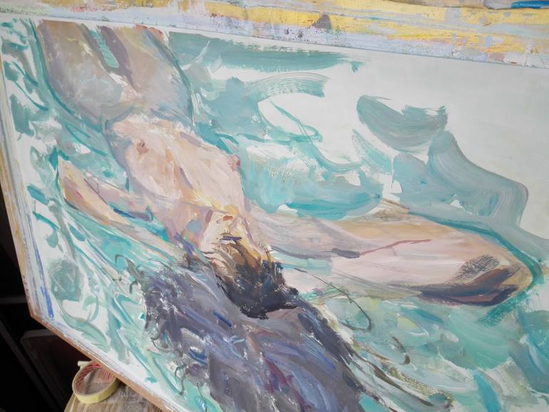 Original Expressionism Beach Painting by C R Y P T I D