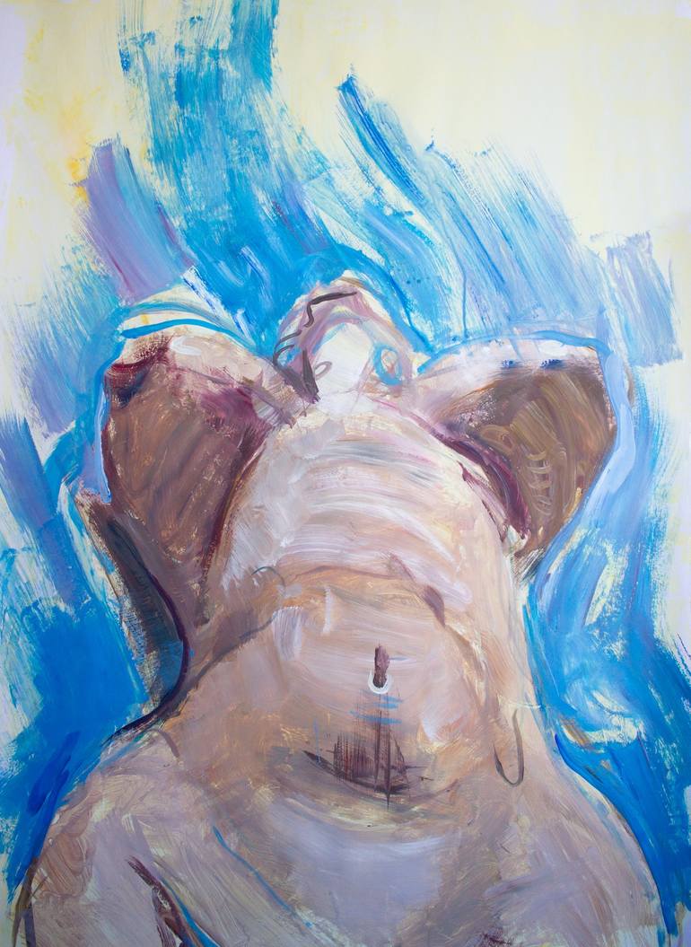 VENUS DE RUSSIA. - acrylic painting, erotic art home decor, interior gift  idea, blue, nude body, emotional, abstract, gestural Art Print