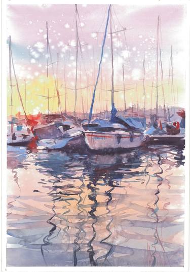 Print of Impressionism Yacht Paintings by Vitali Manjul