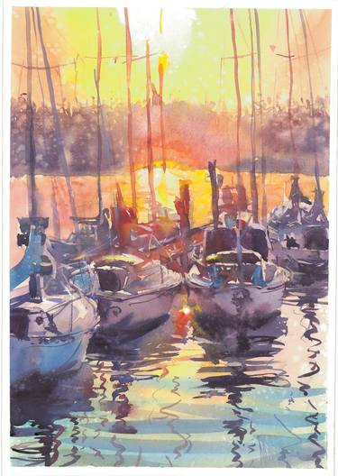 Print of Yacht Paintings by Vitali Manjul