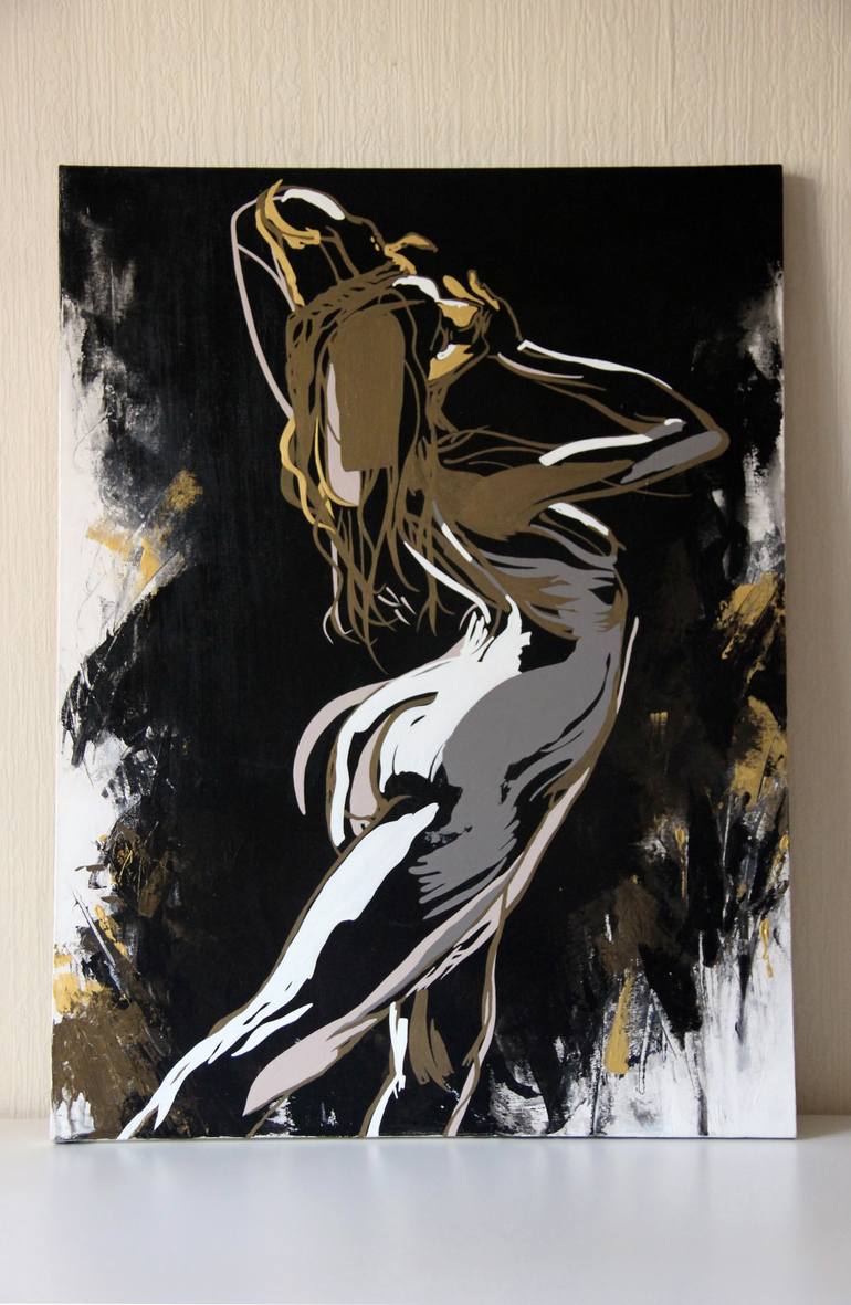Original Art Deco Nude Painting by Alina Shangina