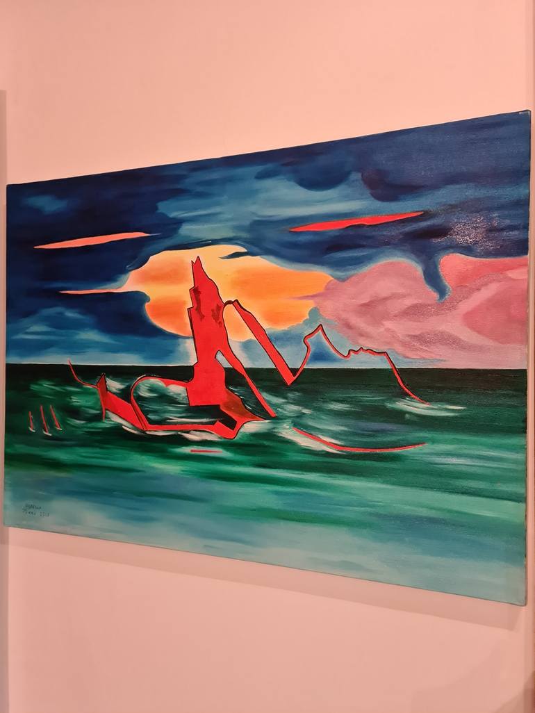 Original Surrealism Boat Painting by Isabella Moro