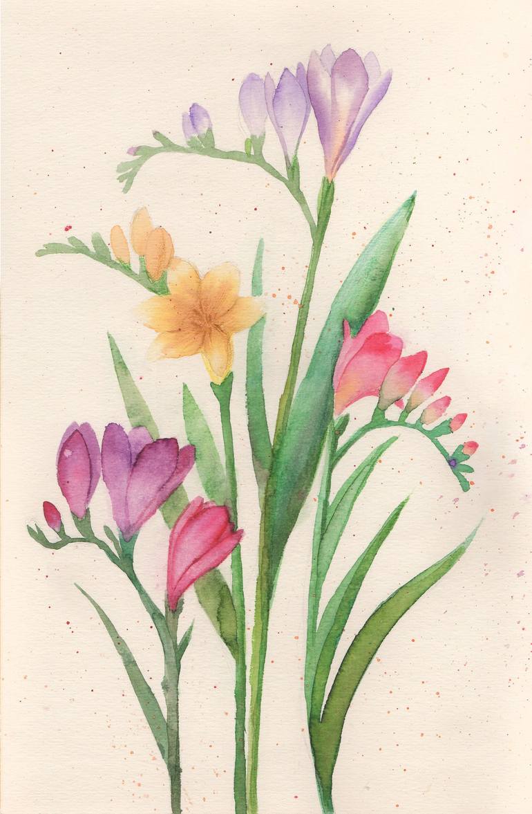 Freesia Painting by Mia Mirra | Saatchi Art France