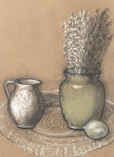 Original Fine Art Still Life Drawings by Mia Mirra