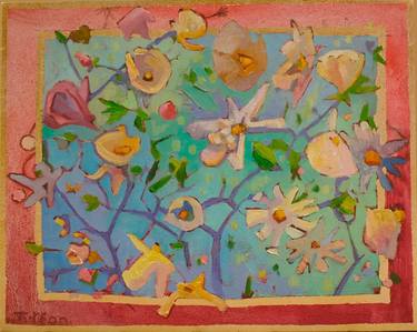 Original Art Deco Floral Paintings by Trifon Markov