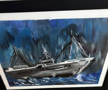 Original Boat Painting by Zsuzsanna Pinka