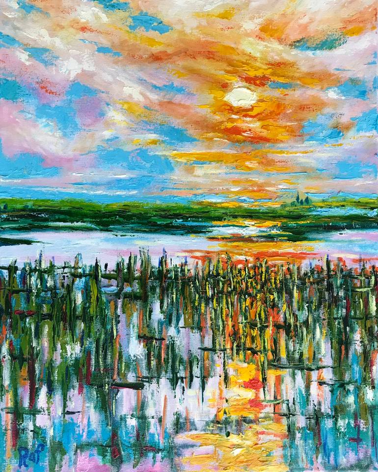 Marsh Sunrise Painting by John Rafalski | Saatchi Art