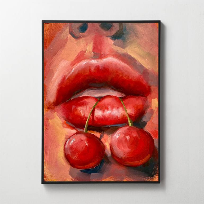 Cherry lips acrylic good painting