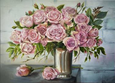 ''Bouguet of Roses'' painting with flowers thumb