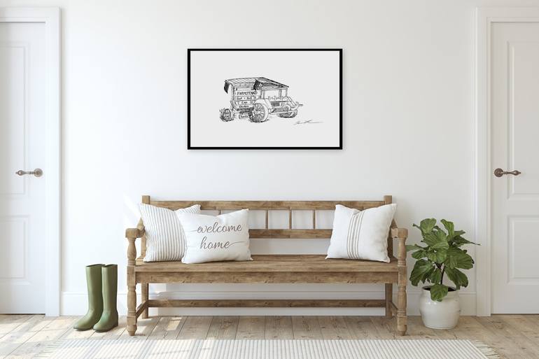 Farmstand Wagon Drawing by Coralyn Loomis | Saatchi Art