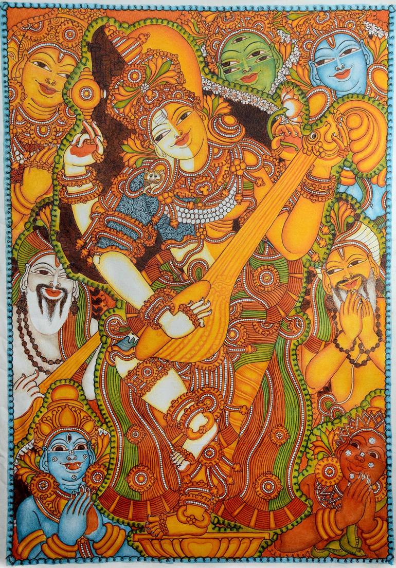 Ardha Nareeshwara - Kerala Mural Painting Painting by Anila ...