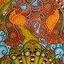 Detailed painting of clothes and the serpent
