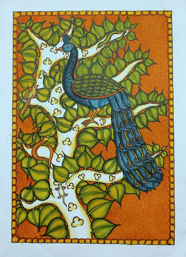 Mayuram (Peacock) - Traditional Kerala Mural Painting Painting by ...