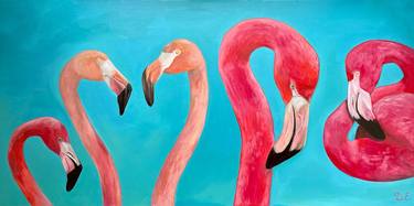 Flamingos in the lagoon thumb