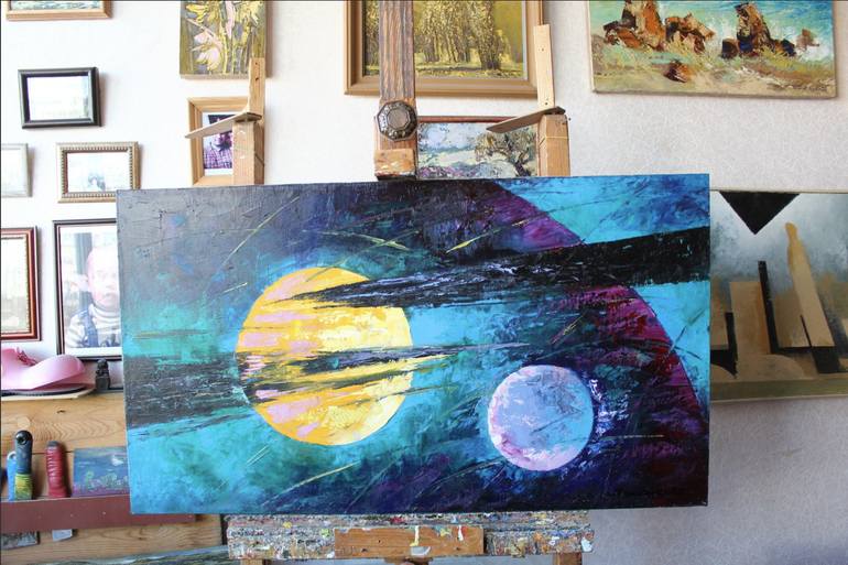 Original Expressionism Outer Space Painting by Valerii Franchuk