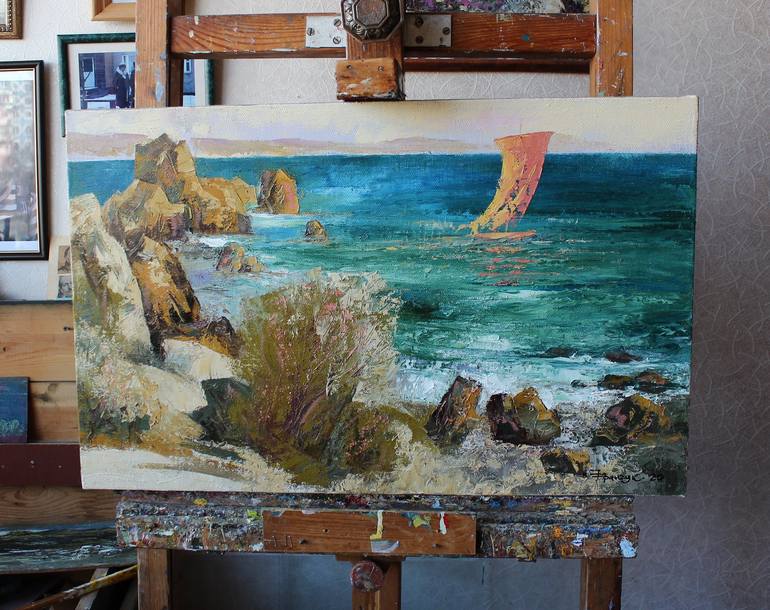 Original Symbolism Seascape Painting by Valerii Franchuk