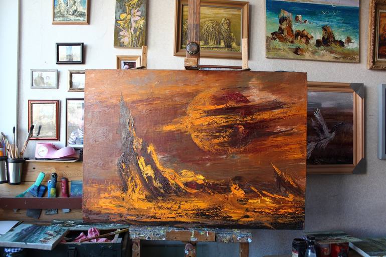 Original Impressionism Outer Space Painting by Valerii Franchuk