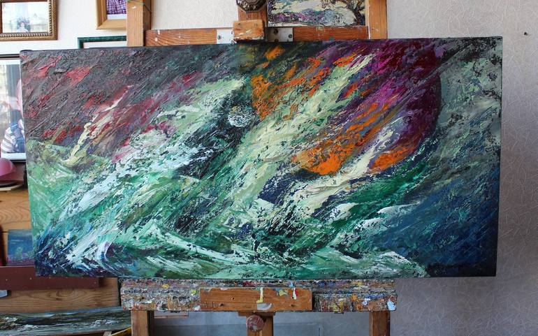 Original Abstract Outer Space Painting by Valerii Franchuk