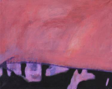 The sinking horizon at sunset. Black&Сoral Minimalistic Art № 39 thumb