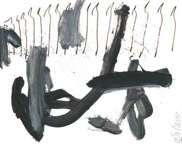Free movement. Soundscape No. 42. Small Black and white painting thumb