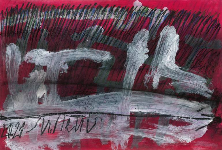 Garnet crimson sunset. Melting evening. Soundscape No. 55 Original Painting by snezhana denis