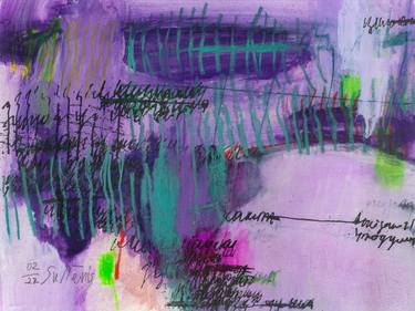 Shimmering emeralds and sapphires.Small abstraction on paper №89 thumb