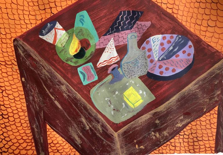 Original Modernism Still Life Painting by Zahra Hooshyar