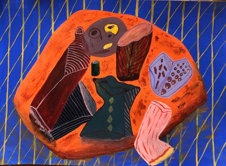 Original Modernism Still Life Painting by Zahra Hooshyar