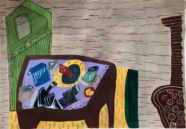 Original Modernism Still Life Painting by Zahra Hooshyar