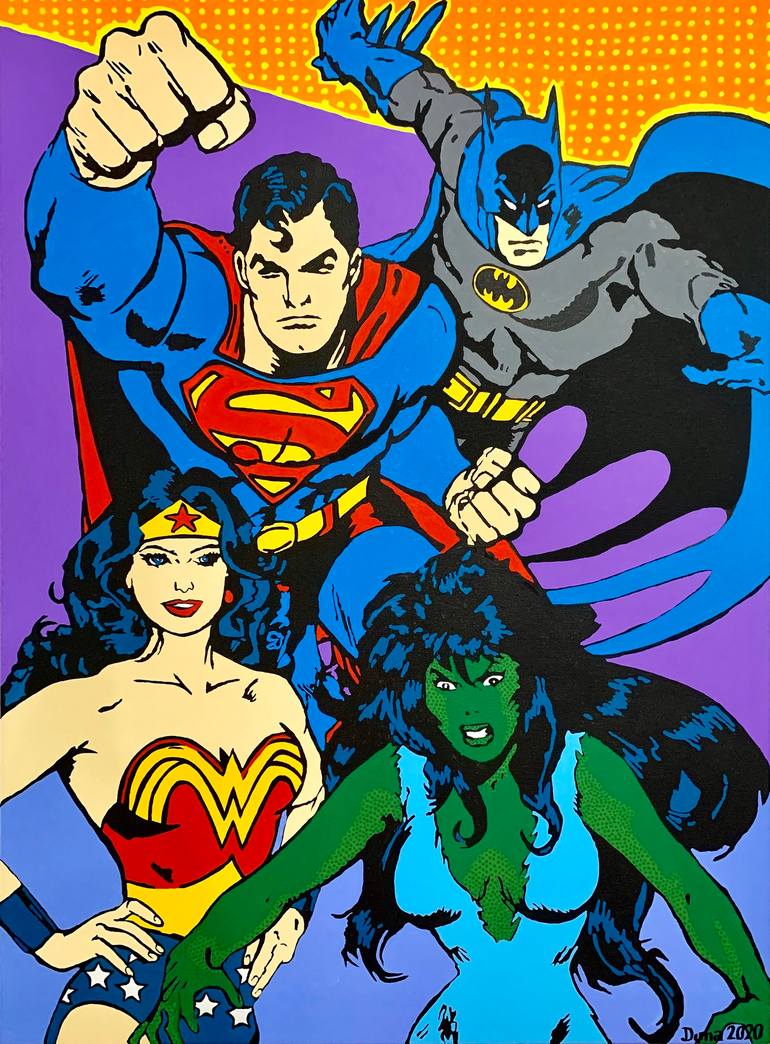Original Pop Art Cartoon Paintings by Dyna Lomeli