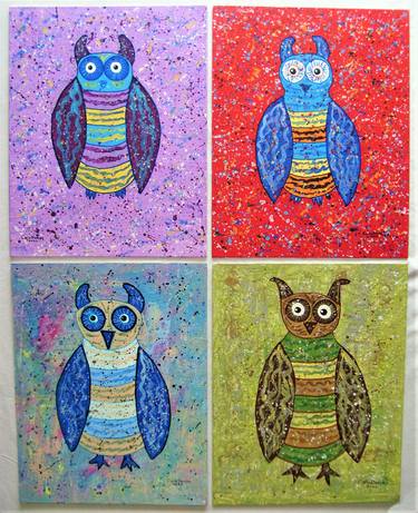 Funny Owls (Set of Four) thumb